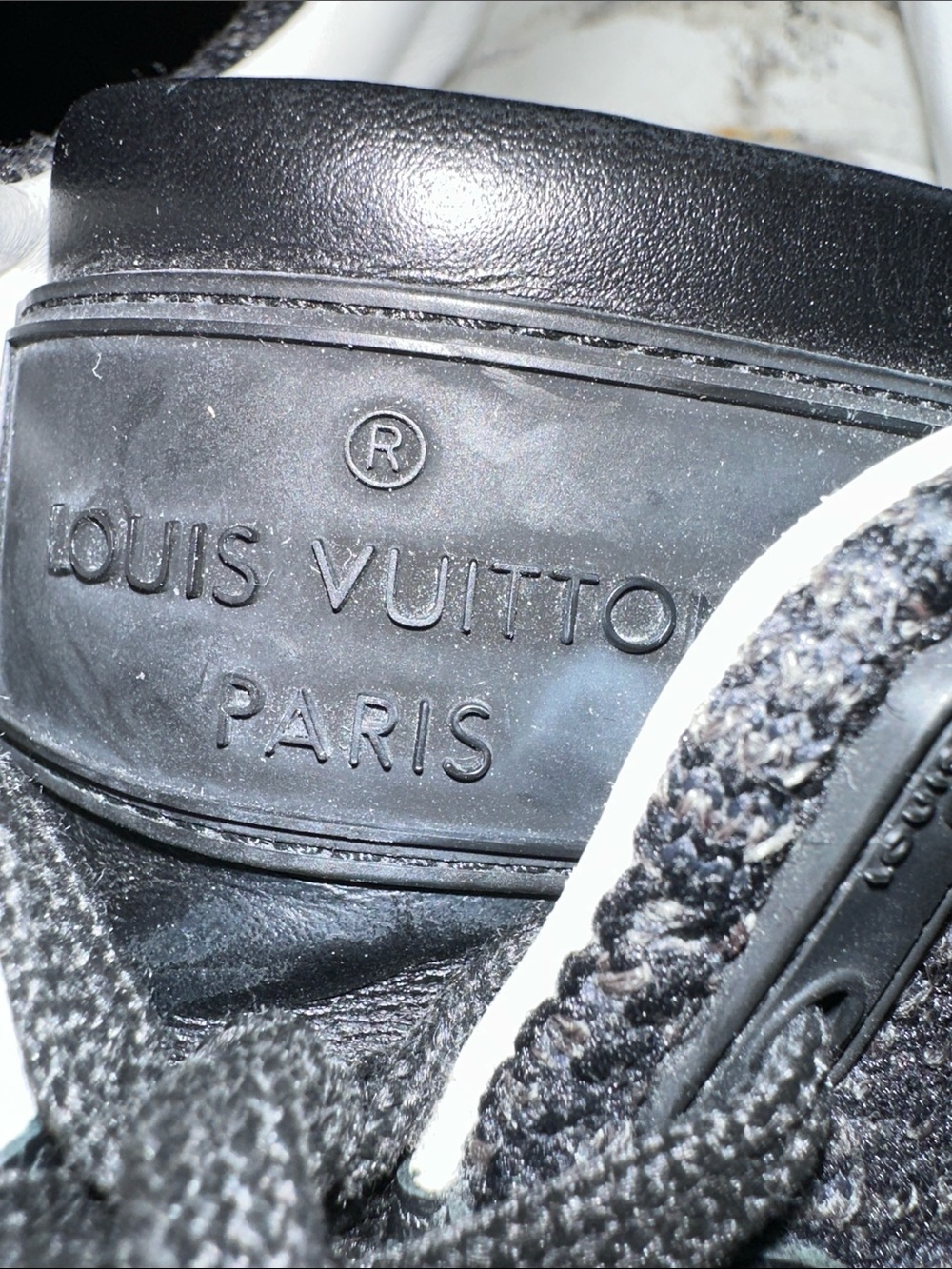 Louis Vuitton Black Knit Low-Top Sneakers with White Inner Trim - Picture 2 of 10